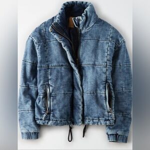 american eagle outfitters denim quilted puffer jacket